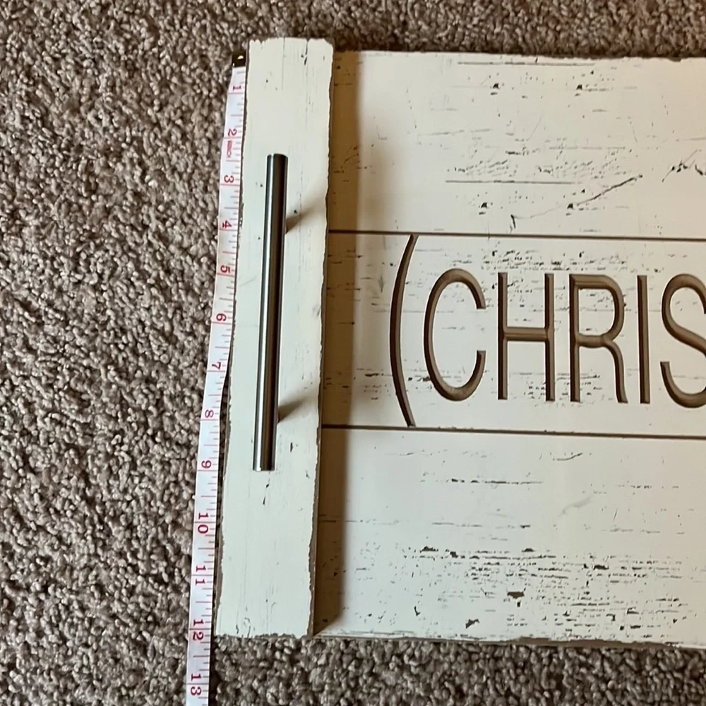 Christmas cream distressed decorative tray
